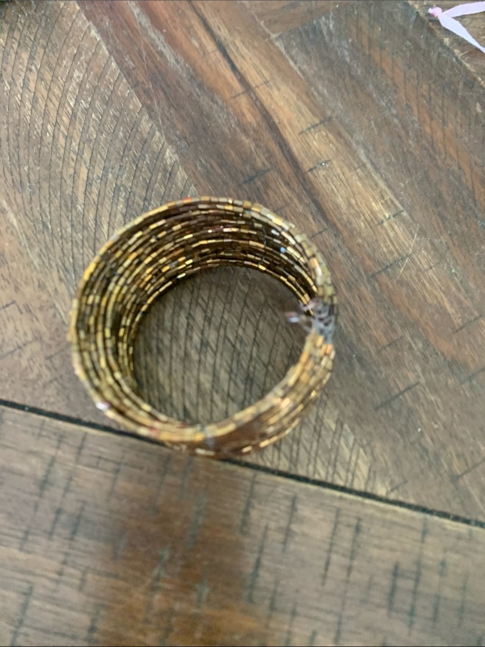 Gold Bead Coil Bracelet for Women - Shiny Gold Wrap